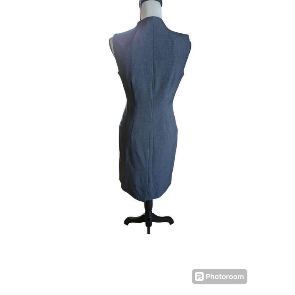 CALVIN KLEIN Solid Gray double Zipper Detail biz casual Lined Dress Size 6 - Picture 2 of 6